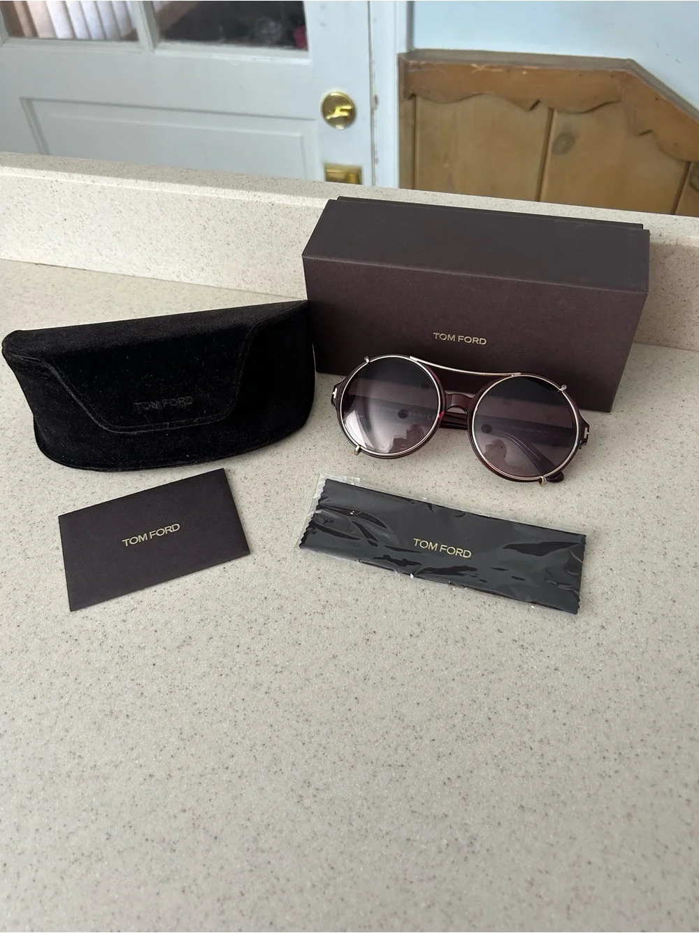 Tom Ford Round Women's Sunglasses in Brown and Gold Tones